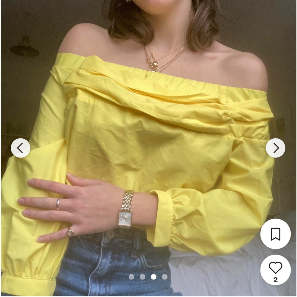 Zara Bright Yellow Eyes ff Shoulder Crop Top. Size S‎ (83)